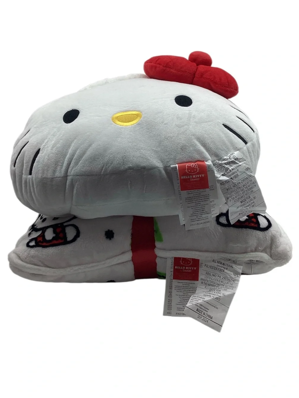 Hello Kitty Sanrio 2 pk. Square Pillow with Shaped Head Pillow Set (NWT)